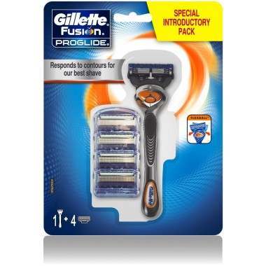 Gillette 81560202 Fusion Proglide Flexball Pack of 4 Blades with Razor