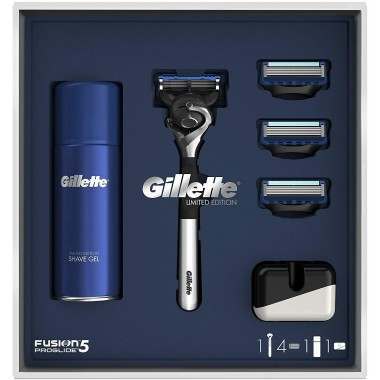 Gillette 81679097 Fusion5 Proglide Chrome Razor Limited Edition Gift Set