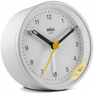 Braun BC12W Classic Anaolgue Round White Alarm Clock