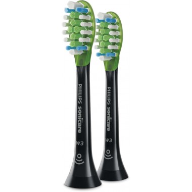 Philips HX9062/33 W3 Premium White 2 Pack Black Toothbrush Heads