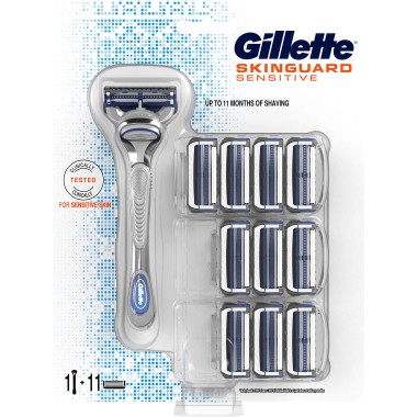 Gillette 81697943 SkinGuard Sensitive (11 Blades) Razor & Blades Set