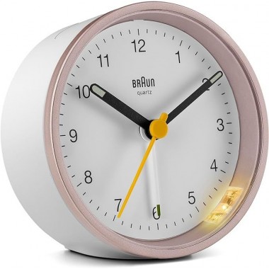 Braun BC12PW Classic Analogue White and Rose Alarm Clock